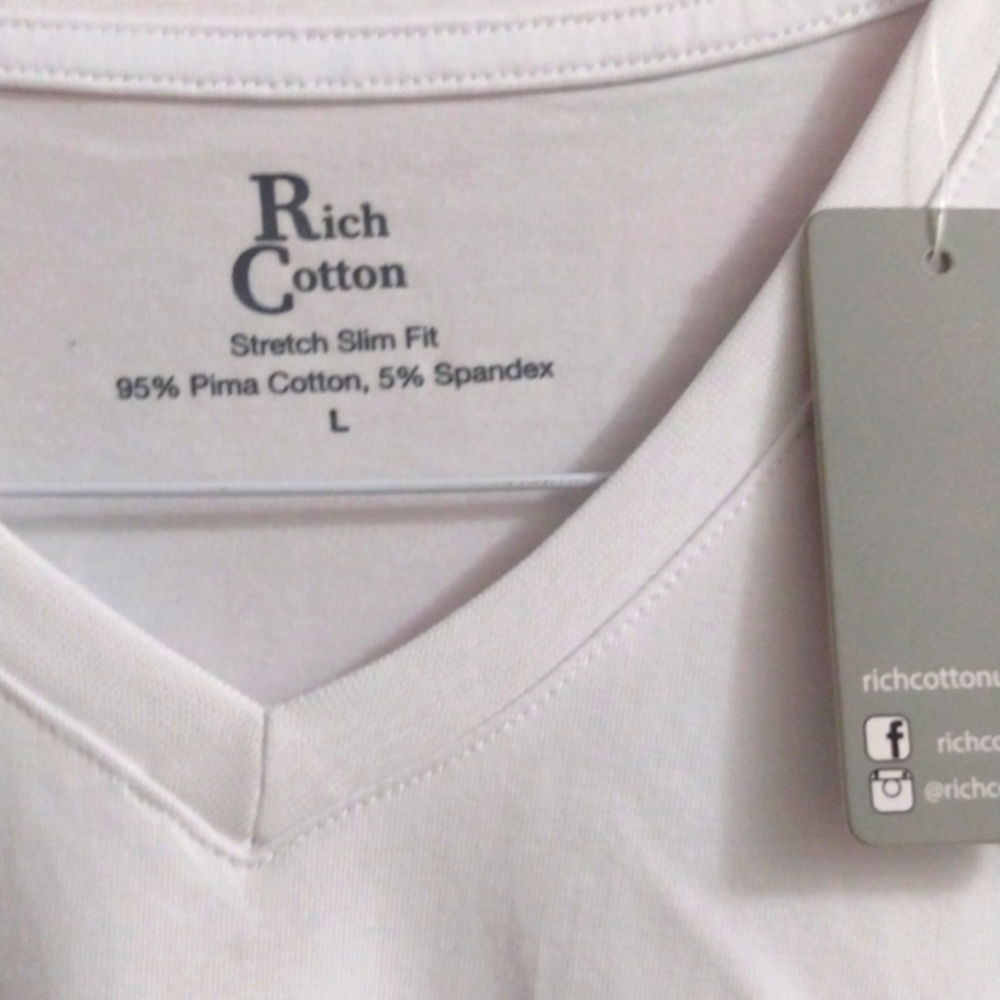 RICH Cotton Men's White Stretch Slim Form Fitting NWT 95% Cotton XL NWT 🎁